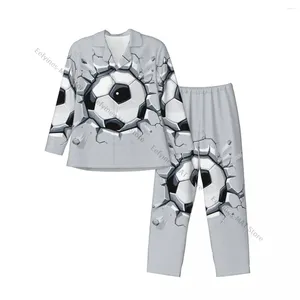 Pijamas masculinos conjuntos de pijama bola de futebol quebrando parede manga longa lazer outwear outono inverno loungewear