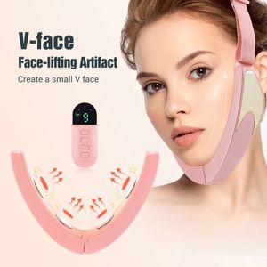 Smart V-Face ansiktslyftande massager som vibrerande bantning Intelligent skönhetsverktyg Uppvärmning av huden Eliminera ödem 240111