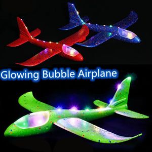 Led light up planador espuma mão jogando aviões brinquedo modo de vôo inércia aviões modelo aeronaves para crianças esporte ao ar livre 240110