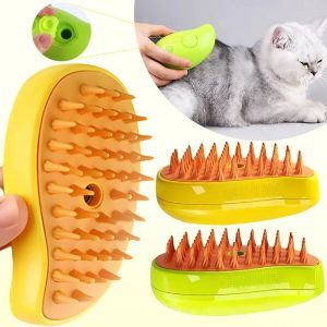 Katt ångborste ångande hundborste 3 i 1 elektrisk spray katt hårborstar för massage husdjur grooming kam hårborttagning kammar