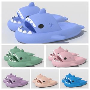 Designer mens womens casual shark slippers outdoor beach sandals pink black blue rainbow sizes 35-45