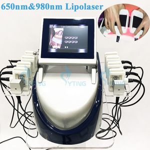 Kall laser lipo maskin 980nm diod lipolys viktminskning bärbar fettsugning spa hem skönhet bantning fett brinnande kropp formning 10 kuddar