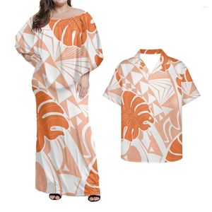 Casual Dresses Orange Tropical Leaves Print Summer Women Long Maxi Dress Strapless Slash Neck Elegant Party For Par Outfits