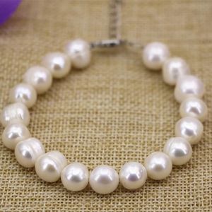 Bracciali vendita calda naturale 1011mm bianco perla d'acqua dolce filo perline quasi rotonde braccialetto braccialetto moda donna gioielli fai da te 7.5 pollici B3128