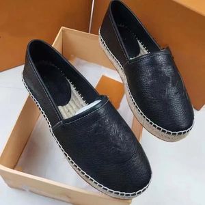 Luxury Designer Casual Shoes Superior Quality Boutique Noble Classic Vintage äkta lädergräs Weaving Rattan Sole Shoe Storlek 34-42 med låda