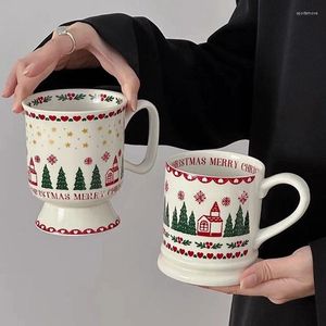 マグカップ400mlビンテージかわいいメリークリスマスセラミックマグカワイイハートカフェコーヒーカップオフィスを飲むお茶の年を飲む