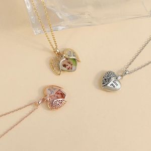 Necklaces Personalized Photo Necklace with Gold/Silver Color Heart Lockets Custom Photo Memory Full Color Pendant Necklace Gift Jewelry