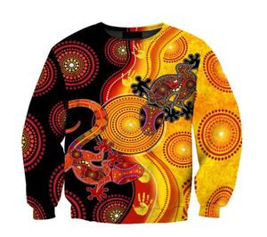 Men039s Hoodies Sweatshirts Aboriginal Indigenous Lizards and the Sun 3D Sweatshirt blixtlås Kvinnor för män Pullover C5678090