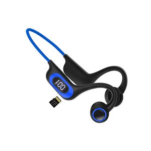 Hörlurar Benledning Earphone Wireless Bluetooth 5.3 Hörlur Ut utomhussport Earbud -headset med MIC för Android iOS Support SD -kort