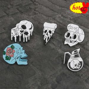 Hot Lapel Pins Tea Bottle Skull Jeans Pizza Rose Enamel Pins for Kids Cute Brooch Animal Badges Women Men Shirt Lapel Jewelry