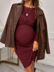 Sexy rotes Kleid für schwangere Frauen, Hüftwickelrock 240111