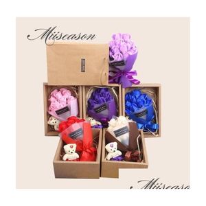Dekoratif çiçek çelenkleri 11pcsbox el yapımı gül sabun seti Mother039s için hediye kutusu