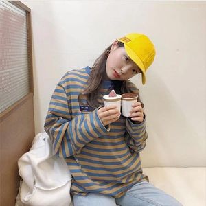 Women's T Shirts Woman's Tshirts Spring/summer Korean Style Stripe Long Sleeve Loose Sale Ladies Tops Tee Shirt Drop ZBBA65