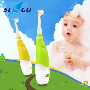 فرشاة أسنان Seago Kids Baby Sonic Electric Frustrush Battery Bratet Bratch For 04 Ages with LED Timer Presser Heads