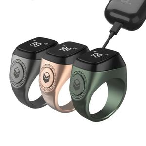 Schermo OLED contatore digitale Tasbih in lega metallica Iqibla con batteria a lunga durata Promemoria vibrazione Smart Zikr Ring Pro 240110