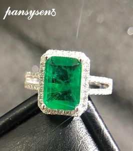 Pansysen Luxury Top Quality Emerald Rings for Women Wedding Engagement Cocktail Ring 100 925 Sterling Silver Fine Jewelry Gift4848993