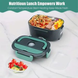 2-In-1 Electric Heating Lunch Box Car Home 12V220110V Portable Stainless Steel Liner Bento Lunchbox Food Container Bento Box 240111
