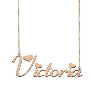 Necklaces Victoria Name Necklace for Women Personalized Nameplate Pendant Gold Stainless Steel Jewelry Gift Mother Girlfriend