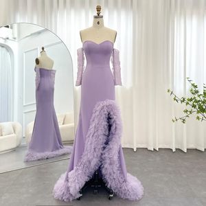 New Designer Evening Birthday Dress For Woman Lavender Off the Shoulder Ruffle Prom Formal Party Gowns Robe De Soiree Vestidos De Feast