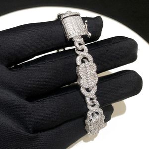 Bracelets New Iced Out Bling Cuban Link Bracelet Silver Color 5A Zircon Rectangle CZ Dollar Symbol Charm Bangle Hip Hop Men Women Jewelry