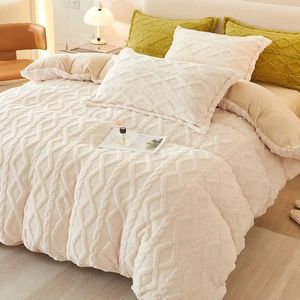 Wostar Soft Warm Coral Fleece Däcke Cover 220x240 Fluffy Plush King Size Winter Quilt Cover Par Luxury Double Bedding Set 240111