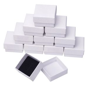 15/18/24 st Rektangel Square Cardboard smycken Box Tan Black Marble White för ringhalsband armband DIY Presentförpackningstillbehör 240110