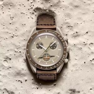 Nya 6 stift S Mark Functional O-Mg Speedmaster Planet Quartz Men Kvinnor tittar på högkvalitativ designer keramiska swatch venus kvicksilver klockor