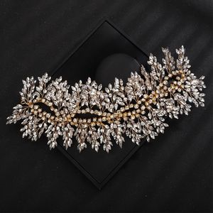 Luksusowy rhinestone ślubny opaska na głowę Trendy Ręcznie robione złote akcesoria do włosów ślubnych Silver Bride Party Nekury dla kobiet 240110