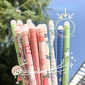 6PcsSet Kawaii 05 mm Erasable Gel Pens Colored Blue Refill Nib Ballpoint for Girls Writing School Supplies Stationery 240111