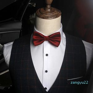Solidny kolor mody krawat krawat groom mężczyzn w kratę małżeństwo motyl weselny kombinezon biznesowy