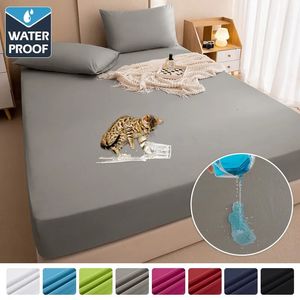 Waterproof Bed Cover Fitted Bed Sheets With Elastic Band Anti-slip Adjustable Mattress Protector Double Fitted Sheet 160180x200 240111