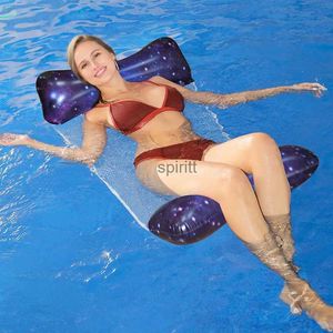 Other Pools SpasHG Summer Floating Foldable Row Water Hammock Chair Lounger Inflatable Sleeping Bed for Outdoor Swimming Pool Beach YQ240111