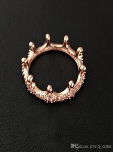 Helt nya 18K Rose Gold Plated Crown Ring med CZ Diamond Original presentförpackning för P 925 Sterling Silver smycken Engagemang Bröllopälskare Parringar för kvinnor1925493