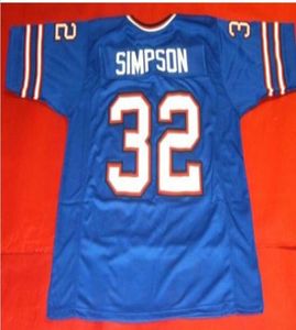 custom Front and back mesh fabric BLUE OJ SIMPSON High quality full embroidery College Jersey sz s4XL or custom any name or numbe1493904