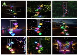 Lampade solari a LED Campanelli eolici Sfera di cristallo Colibrì Luce decorativa che cambia colore Lampada a sospensione impermeabile per la casa Giardino4469250