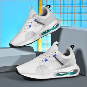 Lätt andningsbara löpskor designer skor för män kvinnor bekväma stretch tennis skor gymtränare luft kudde sneakers vit färg