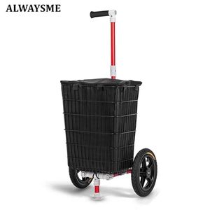 Produtos Alwaysme carrinho de compras portátil de roda de 12 polegadas com conector de reboque de bicicleta para compras, camping, jogar golfe, pesca