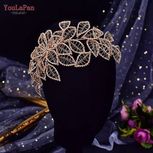 Youlapan Hollow Leaf Headband for Woman Rhinestone Bridal Headpiece Wedding Hair Accessories Bridesmaid Bride Hp256a 240110