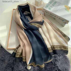 Scarves Autumn Winter Fashion Luxury Warm Scarf For Women High Quality Designer Shawl Linen Hijab Popular Turba Neckerchief Color Match Q240111