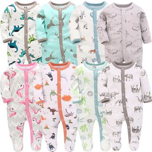 Jesień unisex baby romper długie rękawy zimowe ubrania maluchowe 123pcs urodzony chłopiec dziewczyna onesie 100% bawełniane niemowlę kreskówki piżamę 240110