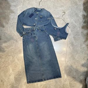 Designer Women's Denim Clothing Cool Girl Washed Denim Jacket Trousers Denim Half Skirt Denim One-piece Shorts Denim Vest