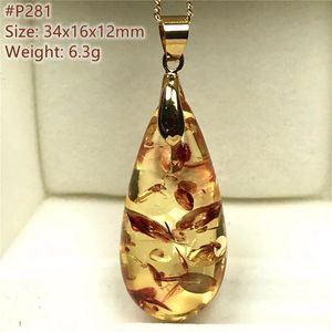 Pendants Natural Yellow Red Piebald Amber Pendant Necklace Jewelry For Women Lady Men Healing Luck Gift Silver Crystal Beads Stone AAAAA