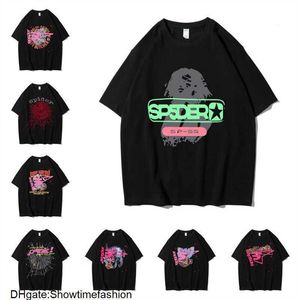 555 Designer Hip Hop Kanyes Estilo Sp5der Camiseta Spider Jumper Europeu e Americano Jovens Cantores Manga Curta Camisetas Moda Esporte RFE0