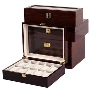 Scatola per orologio di lusso in legno fatto a mano 61012Grids per display per organizer per imballaggio di gioielli per uomo e donna 240110