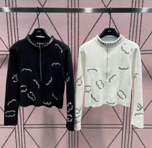 새로운 여성 스웨터 패션 니트웨어 여성 브랜드 CC 디자이너 스웨터 라인 스톤 코트