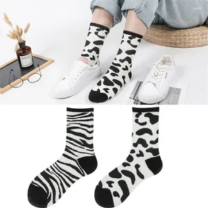 Women Socks 1 Pair Fashion Cute Trend Lovely Japanese Harajuku Winter Warm Cotton Sock For Ladies Cow Print Cosplay