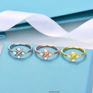 Высококачественные роскошные известные оригинальные брендовые ювелирные изделия из стерлингового серебра 925 пробы с четырьмя бриллиантами X-образные кольца Lynn для модных женщин