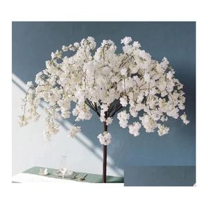 Decorative Flowers Wreaths 4Pcs Cherry Tree Simation Plant Fake Simated Flower Living Room El Wedding Decoration Home Party Furnis Dhm5B