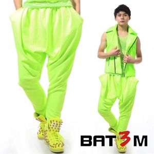 Pants Stage personality men pants harem pant men feet trousers singer dance rock fashion pantalon homme neon series green novelty