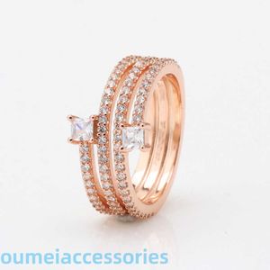 Designer di gioielli Pandoraring Anelli a fascia di Dora innamorati prodotto S925 argento placcato oro rosa anello con tre spirali rotanti con diamanti regalo romantico femminile